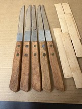 Vintage Stainless Serrated Steak Knife Wood Handle Japan Set of 5 Knives - $18.81