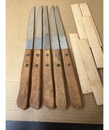 Vintage Stainless Serrated Steak Knife Wood Handle Japan Set of 5 Knives - $25.80 CAD