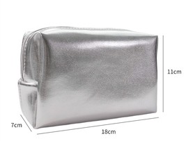 1PC Women Travel Cosmetic Bag Multifunction Silver Makeup Bags PU Leather Waterp - £48.16 GBP