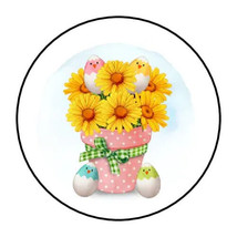 30 Easter Envelope Seals Labels Stickers 1.5&quot; Round Sunflowers Eggs Baby Chicks - £5.98 GBP
