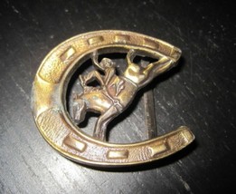 Vintage Small Cowboy Rodeo Horse Shoe Belt Buckle - £15.84 GBP