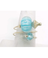 BLUE ART GLASS Wrap Around RING in STERLING Silver - Artisan Crafted - £35.59 GBP