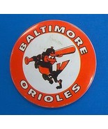 BALTIMORE ORIOLES vintage 3-1/2&quot; metal pinback button (made in Hong Kong) - £7.93 GBP