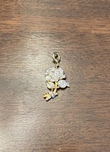 Nolan Miller Flower Charm Goldtone Rhinestones Rose - $14.03