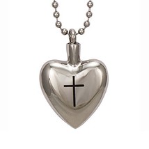 Heart Memorial Ash Urn Locket Stainless Steel with Cross Necklace [Misc.] - $18.61