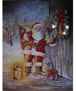 LED Light Santa Carrying Gifts Christmas Framed Canvas - £15.98 GBP