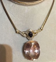 Estate Huge elegant VVS 82.5 ct Kunzite, Diamond, Sapphire 14k gold Necklace - £15,571.71 GBP