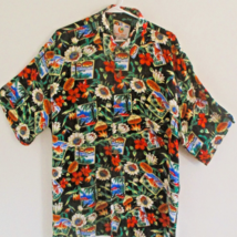 Mens Hawaiian Floral Shirt Lrg Hibiscus Bird of Paradise Mango Moon - $167.24 MXN