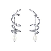 Tornado Drop Earrings For Women Gold Color Natural Pearl Earrings Wedding Fashio - £28.75 GBP