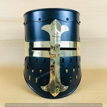 Black Design Medieval Knight Armor Crusader Viking Templar Helmet Helm M... - £86.92 GBP