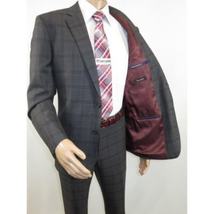 Men Renoir Suit Super 140 Wool Side Vent Classic Fit English Plaid 559-2 Gray image 10