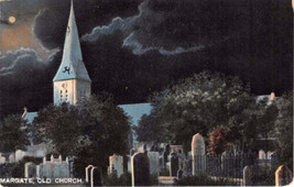 MARGATE KENT UK OLD CHURCH BY MOONLIGHT POSTCARD 1906 - £8.81 GBP