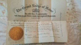 Vtg. The Grand Lodge Of Maine Greeting Certificate. - $9.89