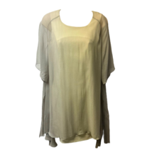Theyskens Theory Womens Blouse Off White Half Sleeve Scoop Neck Layers Zip 4 New - £22.46 GBP