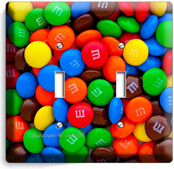 M&M M AND M CANDIES DOUBLE LIGHT SWITCH WALL PLATE COVER KITCHEN DINING ROOM ART