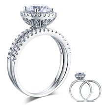 925 Sterling Silver Wedding Engagement Halo Ring Set 2 Carat Lab Created... - $149.99