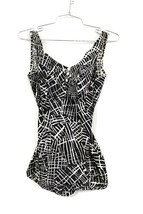 ONE PIECE SWIMSUIT Black &amp; White  SZ M VINTAGE 1960&#39;s  NWOT C-D Bullet B... - $49.01