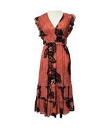 Ulla Johnson Akira Dress Size 4 Coral Floral Sleeveless Gold Metallic Midi - $373.59 CAD