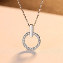 CZCITY Minimalist Circle Round Pendant Necklace for Women with Shining Tiny Zirc - £18.22 GBP