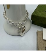 Gucci Sterling Silver GG Logo Heart Charm Bracelet NEW - $8,201.86 MXN