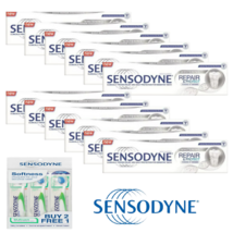 SENSODYNE Toothpaste Novamin Repair & Protect Whitening x 12 + 3x Toothbrush - $125.56