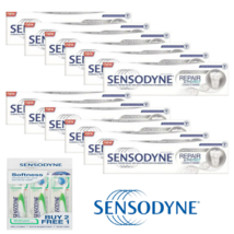 SENSODYNE Toothpaste Novamin Repair &amp; Protect Whitening x 12 + 3x Toothb... - £98.76 GBP