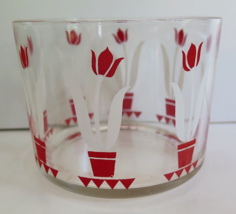 Vintage Red &amp; White Tulip Swanky Swig Clear Glass Ice Bucket - £14.45 GBP