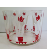 Vintage Red &amp; White Tulip Swanky Swig Clear Glass Ice Bucket - $18.04
