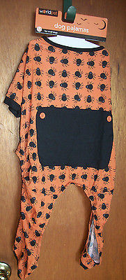 WorldPet Dog Clothes Medium Halloween Holiday Pet Pajamas Orange Spider ... - $9.49