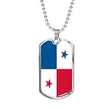 Express Your Love Gifts Panama Flag Necklace Panama Flag Engraved 18k Gold Dog T - £54.23 GBP