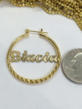 Personalized 14k Gold Overlay Any Name hoop Earrings 1 3/4 inch /hip hop... - £23.69 GBP