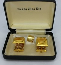 Leeds Tie Ltd Gold Tone Cuff Links And Tie Tack Vintage - £10.97 GBP
