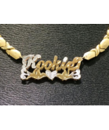 14k Gold Overlay Double Name Plate Necklace xoxo chain 3D Personalized /a1 - £54.72 GBP