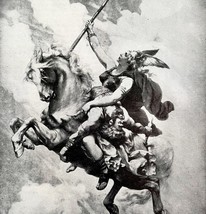 Valkyrie Viking Carrying Soldier To Valhalla 1940s Military Print Art DWT7 - $39.99