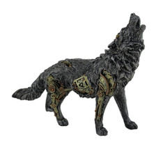 Scratch &amp; Dent Cool Steampunk Style Howling Gray Wolf Statue - £25.16 GBP