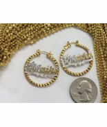Personalized 14k gold overlay Any Name hoop Earrings 1 inch /#ls - $41.10 CAD