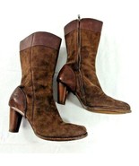 Ugg Australia High Heel Brown Suede Leather Boots Mid Calf Wms US 7.5 EU... - £64.09 GBP