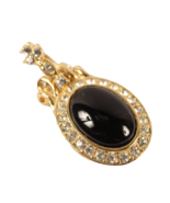 Black Cabochon Oval with Rhinestone and Gold Accents Necklace Enhancer 1... - $23.31 CAD