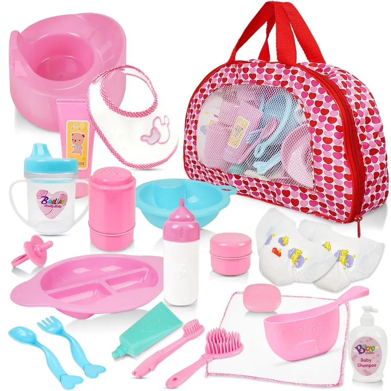 22Piece Baby Doll Accessories Set with Carrying Case Includes Bottle,Pacifier - £28.35 GBP