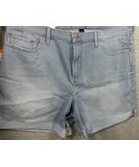 Calvin Klein Jeans Womens Shorts Sz 16 Roll Cuff Denim Stripe Blue High ... - $11.22
