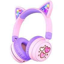 iClever Kids Bluetooth Headphones, Light Up Cat Ear, Safe Volume 74/85dBA,60H Pl - £44.19 GBP