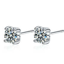 Silver Four Claw Cow Horn Moissanite Earrings - $39.90