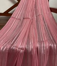 Embroidered Organza Sheer Fabric in Pink and Silver color Party Fabric - NF54B - £7.46 GBP+