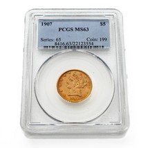 1907 $5 Gold Liberty Half Eagle Graded by PCGS as MS-63! Gorgeous Coin! - €1.077,47 EUR