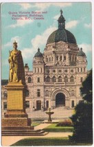 Postcard Queen Victoria Statue &amp; Parliament Buildings Victoria BC - $2.96