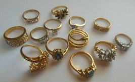 Vintage-Modern RING Lot 13 Piece Cocktail, Statement, Rhinestone - £66.21 GBP