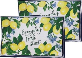 Set of 2 Same Thin Fabric Placemats(11&quot;x17&quot;) LEMONS,EVERYDAY IS A FRESH ... - £10.16 GBP