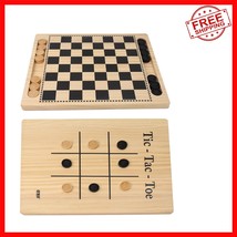 Family-Friendly Reversible Wood Game Set: Checkers &amp; Tic-Tac-Toe for All... - $860.46 MXN