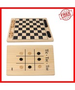 Family-Friendly Reversible Wood Game Set: Checkers &amp; Tic-Tac-Toe for All... - $860.46 MXN