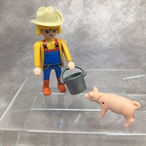 Playmobil Farmer & Pig- Blond Figure w/Glasses - $7.83